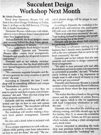 Harmonic Blooms Workshops Featured in the Glastonbury Citizen